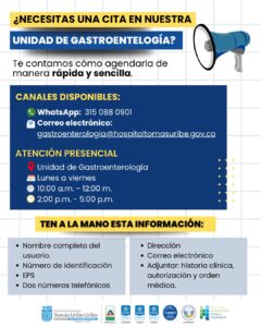 Agendamiento de citas en la Unidad de Gastroenterología